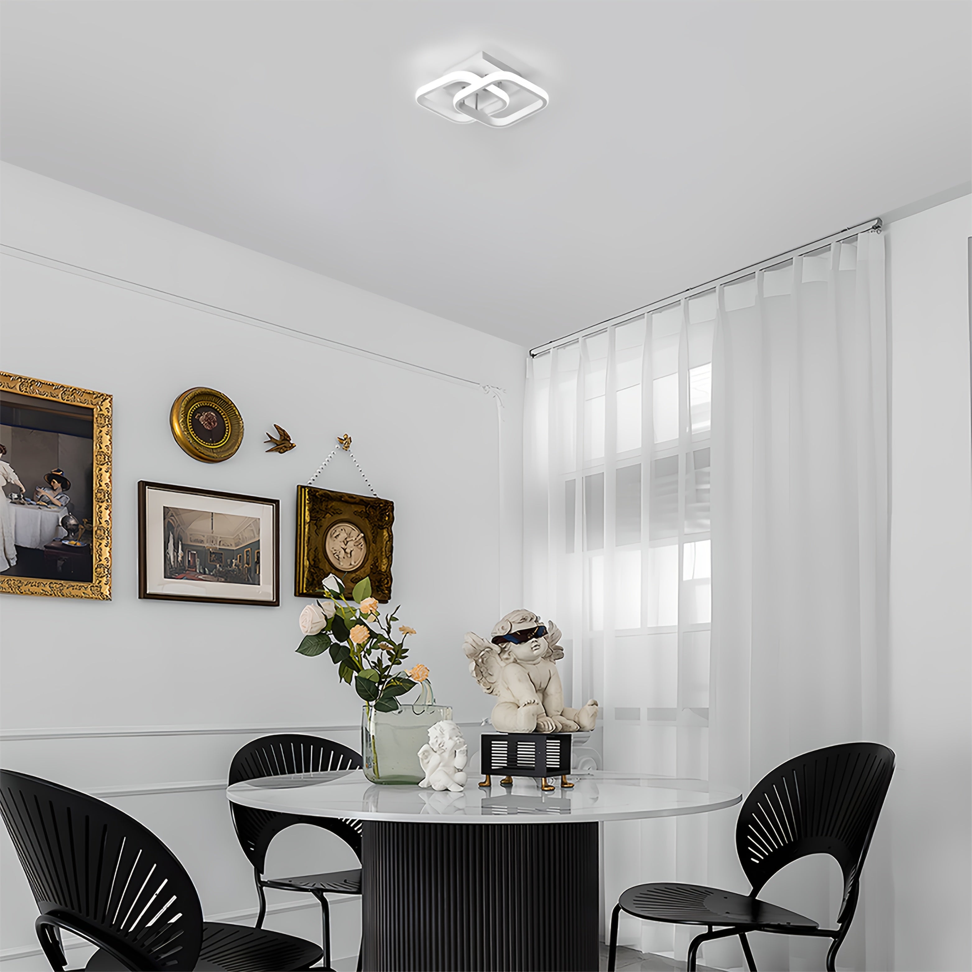 Luz de Techo LED Moderna con Brillo Ajustable - 3 Modos de Color, Diseño Semi-Incrustado, Acabado Metálico Elegante - Ideal para Áreas de Comedor, Oficinas, Cafeterías, Salas de Estar, Dormitorios, Cocinas y Aulas - Instalación Con Cableado, 110V-240V
