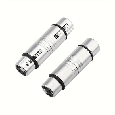 Adaptador de audio XLR hembra a hembra de metal, gris, conectores de audio profesionales para micrófonos y mezcladores.