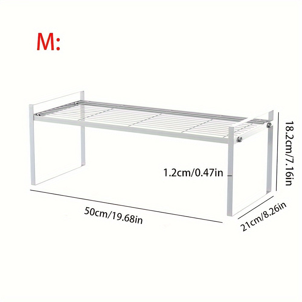 Estante de almacenamiento de cocina de metal contemporáneo de 1 pieza, organizador de estante de doble nivel para armario y mostrador, isla de almacenamiento abierta versátil para especias, utensilios, microondas - Uso sin electricidad, sin materiales de