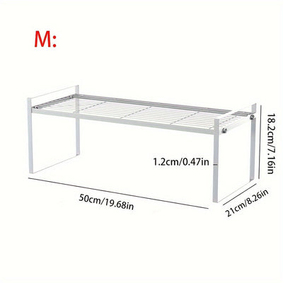 Estante de almacenamiento de cocina de metal contemporáneo de 1 pieza, organizador de estante de doble nivel para armario y mostrador, isla de almacenamiento abierta versátil para especias, utensilios, microondas - Uso sin electricidad, sin materiales de