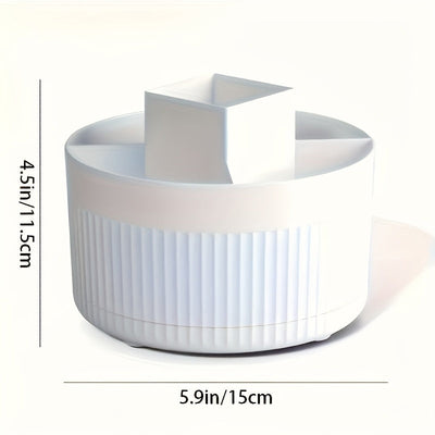 1pc Organizador de cosméticos giratorio de 360 grados, diseño simplista, plástico ABS duradero, ideal para dormitorio, tocador, almacenamiento de baño - Opciones blanco/verde