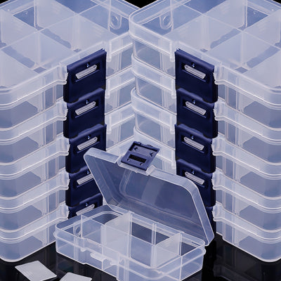5/10piezas BEADIA Caja de almacenamiento de plástico transparente, estilo casual, forma cúbica, partición ajustable -8 compartimentos, cubierta de hebilla a prueba de polvo, contenedor de clasificación multifuncional para almacenamiento de cuentas, joyer