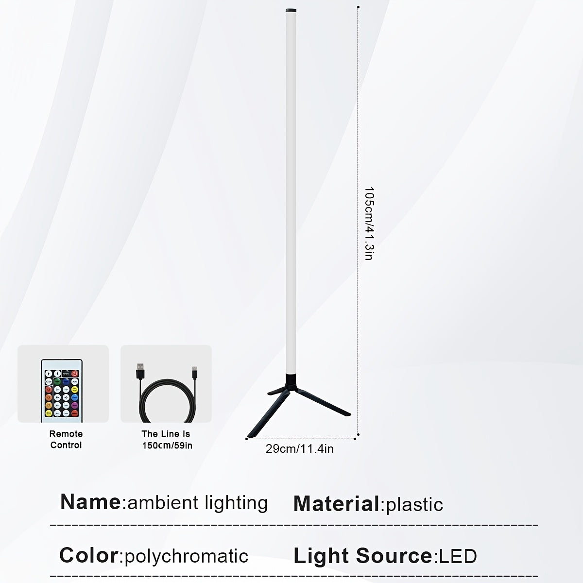 Lámpara LED moderna para esquina con control remoto inteligente - Multicolor RGB, alimentación por USB, 4 modos para música, sala de juegos, dormitorio, decoración navideña, luz ambiental musical | Luz decorativa moderna | Construcción en plástico