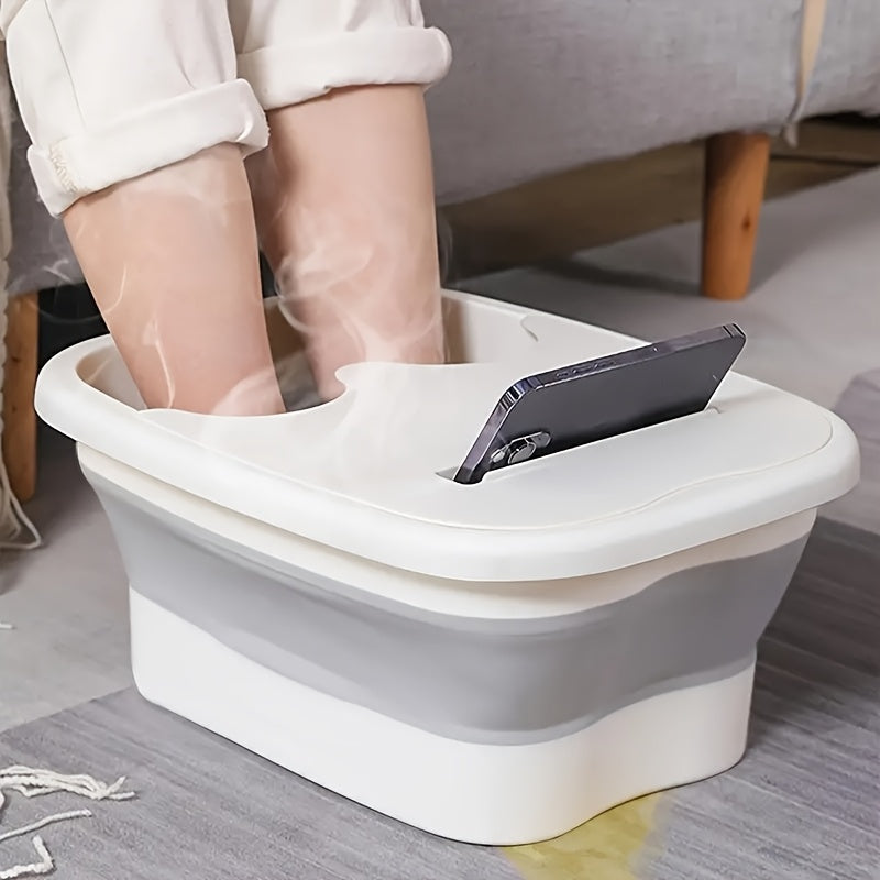 Bañera Plegable para Piezas de Baño | Diseño Bicolor con Porta Teléfono | Libre de Formaldehído y Sin Pilas | Portátil y Compacta para Experiencias de SPA en Casa | Ideal para Relajación y Cuidado de Uñas