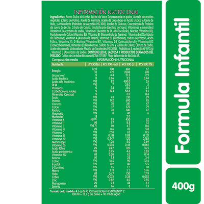 NESTOGENO COMFORT FÓRMULA INFANTIL ETAPA 2 x400 GR NESTLE