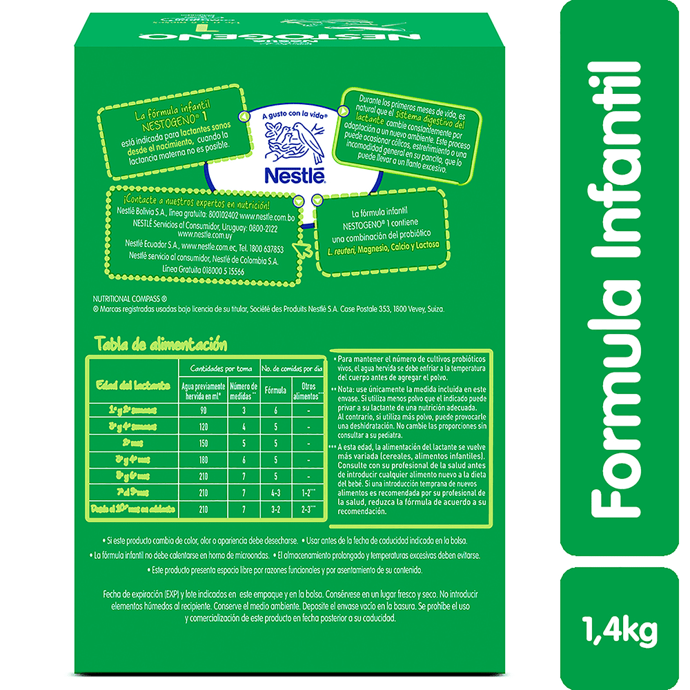NESTOGENO COMFORT FÓRMULA INFANTIL ETAPA 1 X1400GR NESTLE