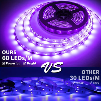 1/2/4 Paquete de Luces UV Negras con Enchufe USB, 5V LED Adhesivo Luz Negra 385-400nm, para Halloween/Navidad, Pintura en Vidrio y Fiestas Luminosas, 2.5m/paquete, 150LED/paquete, Ideal para Navidad