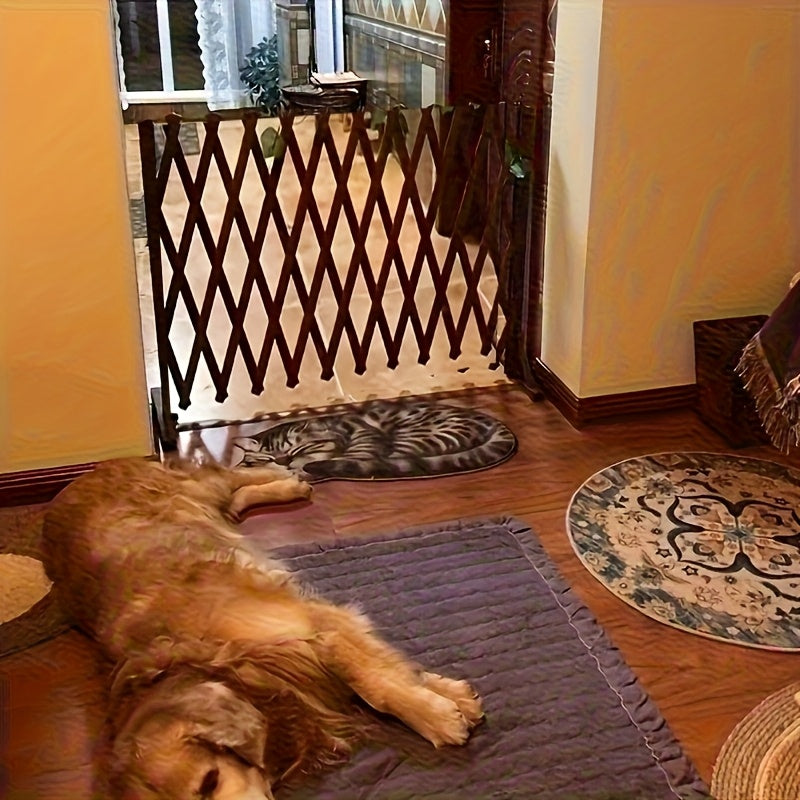 Cerca retráctil sin taladros, 1 unidad, longitud ajustable, madera tratada resistente a la intemperie con diseño de celosía para plantas trepadoras, decoración de jardín interior/exterior, pantalla de privacidad para patio y balcón