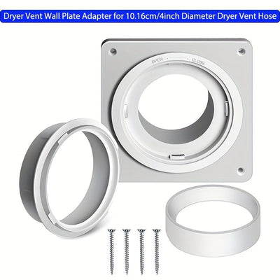 Juego de conector de ventilación, placa de pared con conexión y desconexión rápida, bloqueo giratorio, se adapta a tubos de 4 pulgadas, cubre un área de 7 pulgadas x 7 pulgadas, Ideal para secadora, lavadora y baño