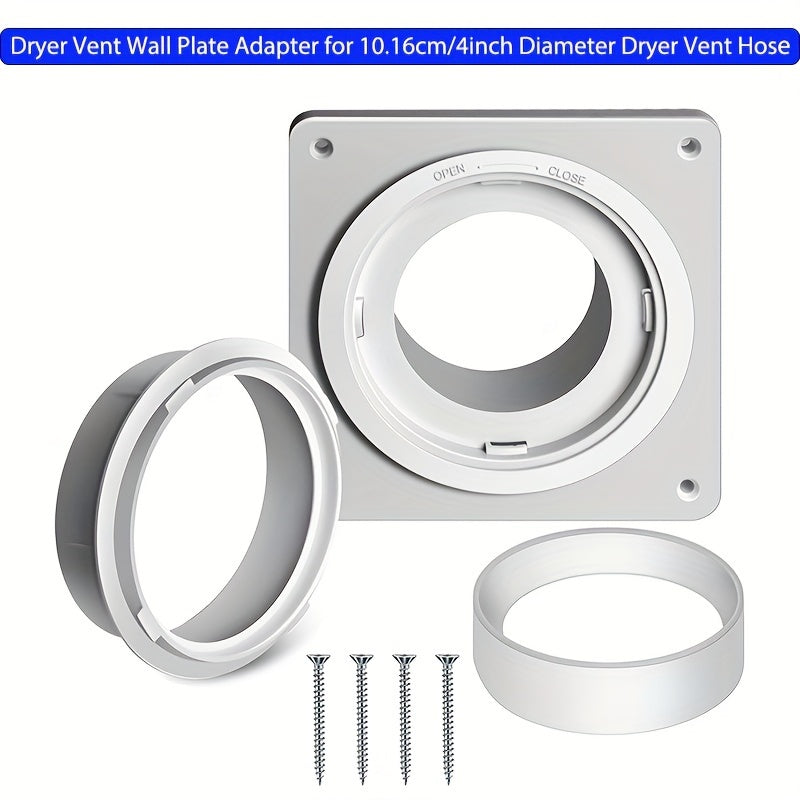 Juego de conector de ventilación, placa de pared con conexión y desconexión rápida, bloqueo giratorio, se adapta a tubos de 4 pulgadas, cubre un área de 7 pulgadas x 7 pulgadas, Ideal para secadora, lavadora y baño
