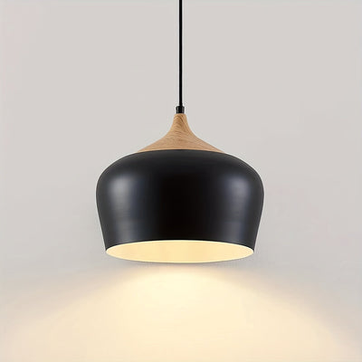 Arandela Moderna Minimalista de Hierro con Diseño en Madera Negra/Blanca - Ideal para Comedor o Isla de Cocina