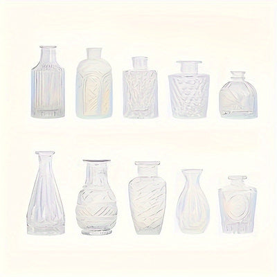 Juego de 10/20/25/30 Jarrones de Vidrio Transparente con Relieve para Arreglos Florales, Adecuado para Decorar Bodas, Escritorios de Oficina, Salas de Estar, Cocinas, Mesas de Comedor, Fiestas, Decoraciones para Cenas a la Luz de las Velas