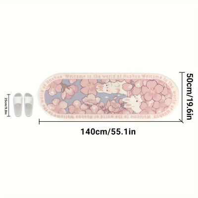 Alfombra de área ovalada rosa para conejo con diseño floral - Alfombra suave y antideslizante para dormitorio, alfombra decorativa para sala de estar y sofá - Decoración del hogar de estilo granja, suministros de arte interior estéticos - Ideal para el D