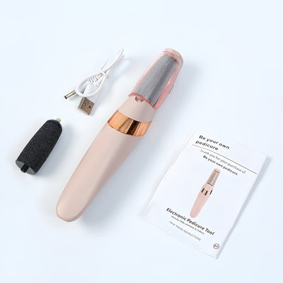 Amoladora Eléctrica para Pies - Removedor Automático con Batería de Litio de Larga Duración, Herramienta Inalámbrica para Pedicura USB - Ideal para Hogar, Salón o Regalo - Dispositivo Beige Claro para Cuidado de Pies, Diseño Elegante, Construcción en Plá