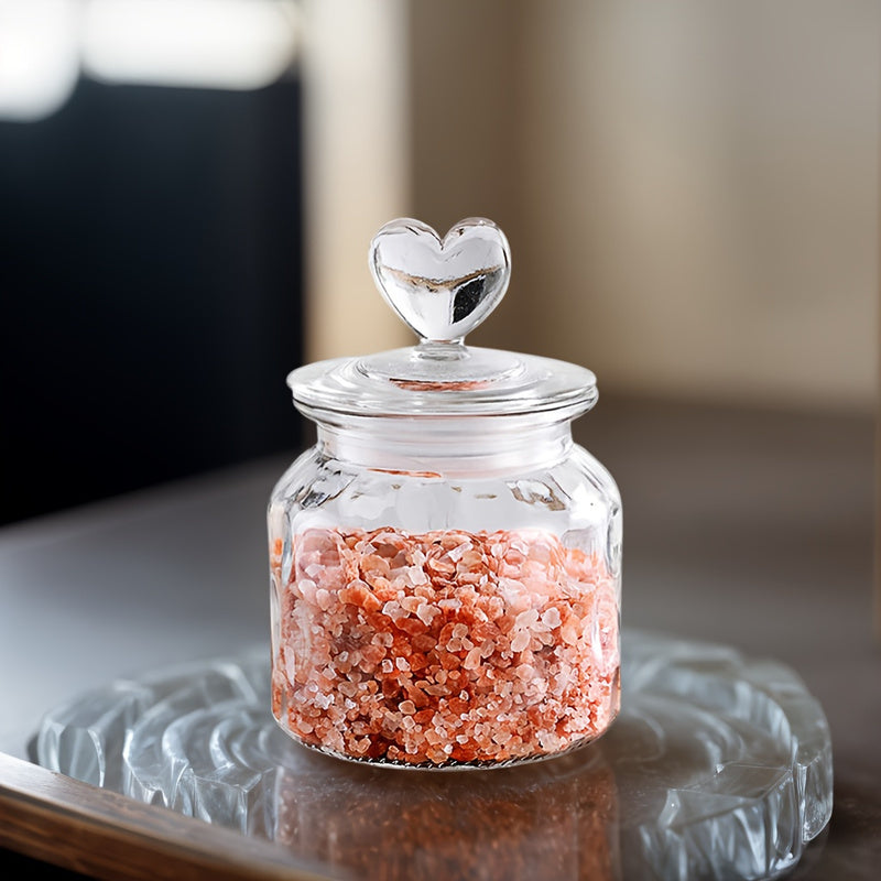 Tarros de Vidrio en Forma de Corazón para Alimentos 22oz/32oz/45oz - Contenedores Herméticos y Elegantes, ¡Perfectos para Granos y Galletas!
