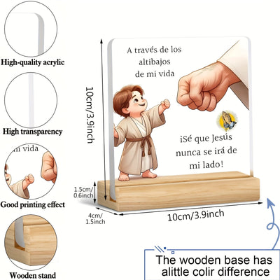 Placa decorativa plana 2D, 1 unidad, Sé que Jesús nunca me dejará, ideal para decoración del hogar u oficina, decoración de sala de oración, regalos cristianos, Día de la Madre, Día del Padre, Pascua