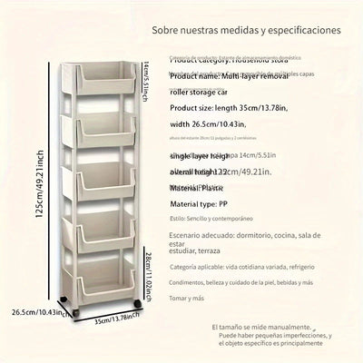 Librero móvil de 4/5 pisos, montaje japonés, estantería simple, estante para especias, estantería de oficina, carrito de oficina, carrito de almacenamiento para sala de estar familiar y estudiantil