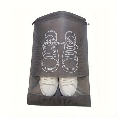 10 Bolsas Organizadoras de Zapatos Grises para Viaje - Ligeras y Transparentes con Cierre de Cordón Blanco, Ideales para Empacar y Guardar Zapatos Ordenadamente, Organizador Colgante para Calzado