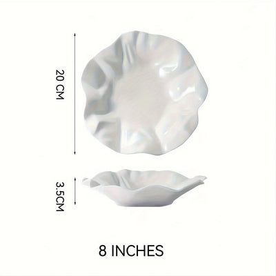 1pc 8/11/13 Pulgadas Plato De Cerámica Blanca, Vajilla Creativa Para La Hora Del Té, Plato De Pasta, Plato De Cena De Cocina Molecular, Plato De Comida Dietética, Plato De Exhibición De Postres Para El Hogar, Plato De Ensalada De Frutas, Para Restaurante