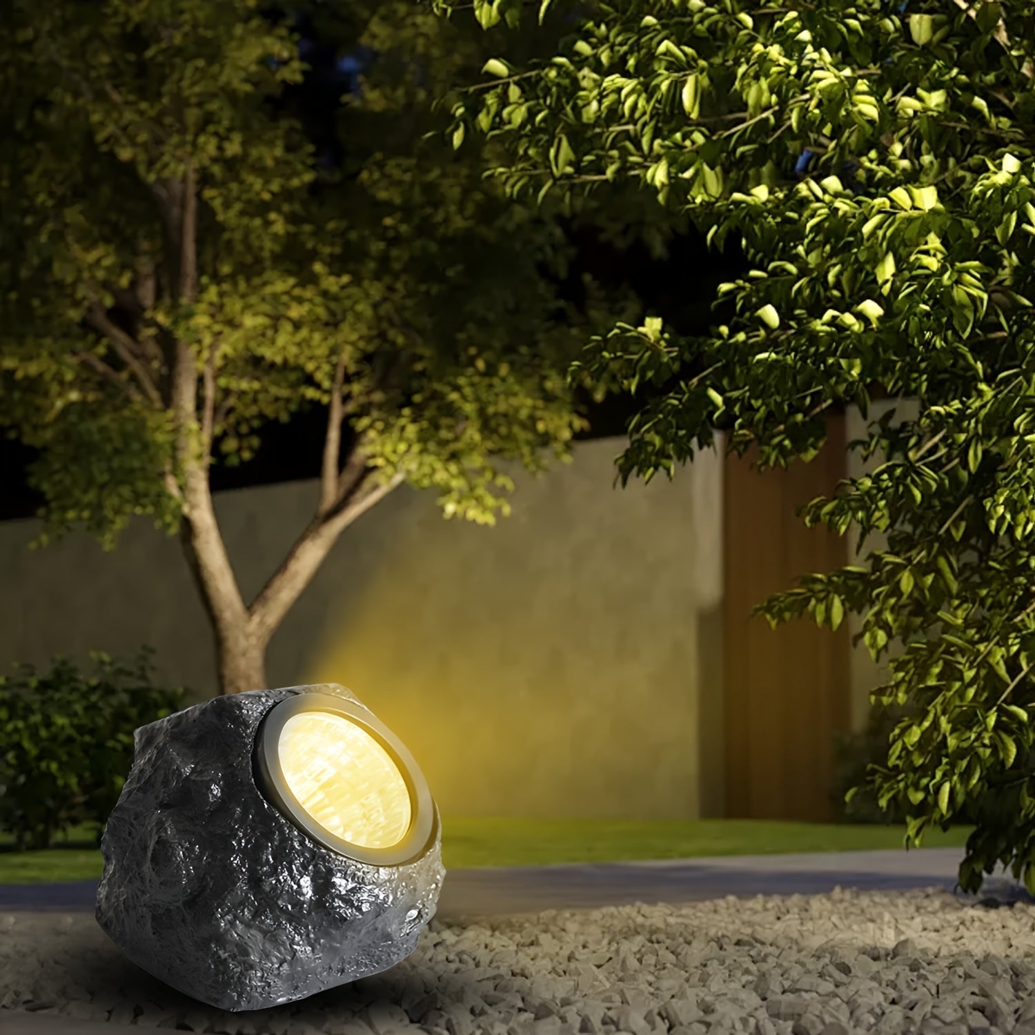 1pc Luz de Roca con Energía Solar, Luz LED Cálida y Blanca para Árboles, Iluminación de Caminos para Parques, Villas, Decoración de Césped Navideña - Perfecta para Bodas y Cumpleaños, Iluminación Ambiental de Eventos | Luz Decorativa Exterior | Luz con E