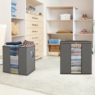 Juego de 3 organizadores de tela grandes plegables con agarres - Contenedores versátiles para área de dormir, clóset, ropa, residencia estudiantil - Sin olor, no necesita electricidad, solución de almacenamiento
