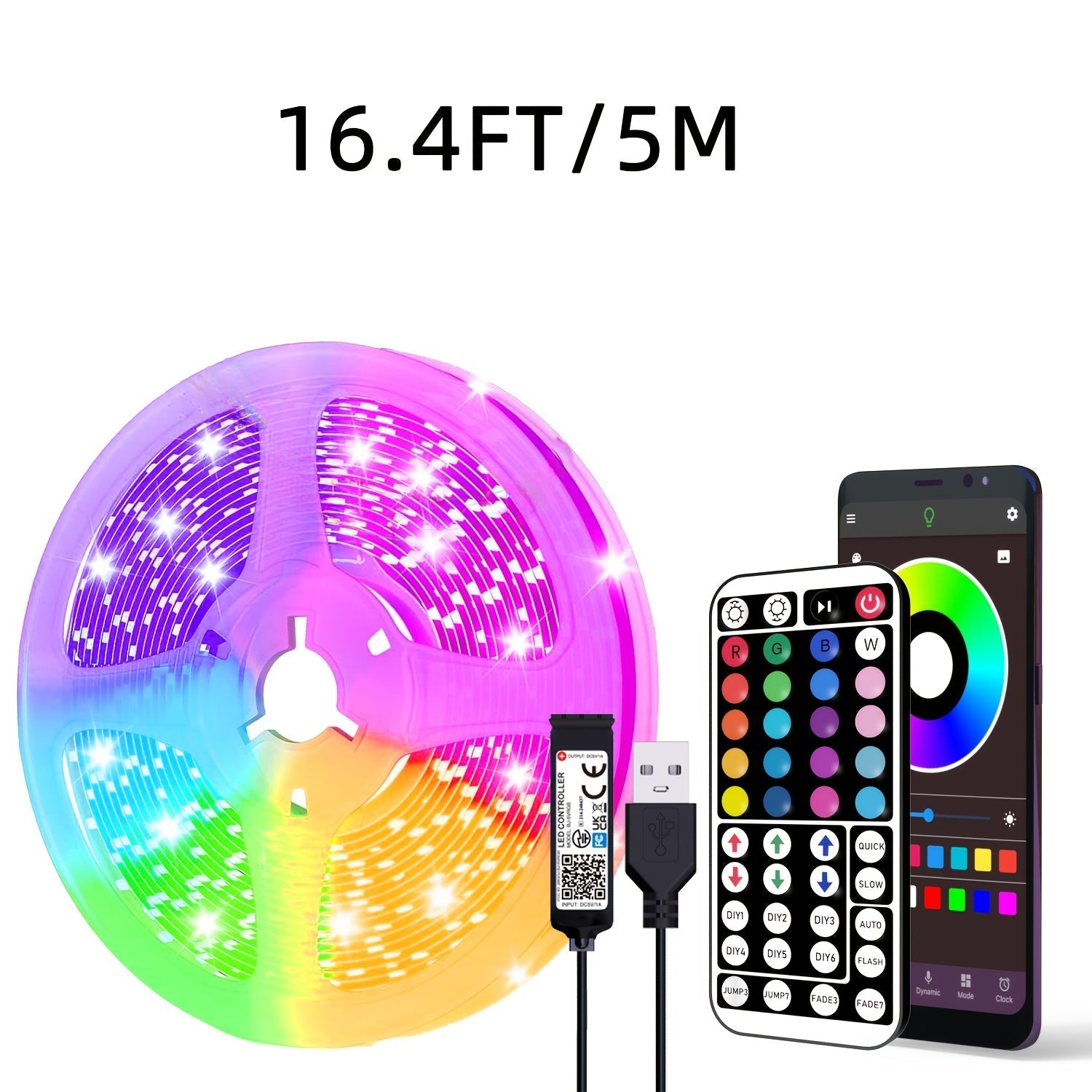 5.0 metros - 29.99 metros Tiras LED RGB para Decoración de Dormitorio, Control con Mando a Distancia de 44 Teclas y APP, Función de Temporizador, Cambio de Colores Sincronizado con Música, para Sala, Ambiente de Halloween Navidad, Fiestas, Salón de Conci