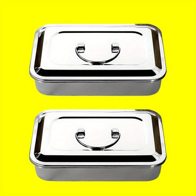 Un paquete, dos paquetes - Material de acero inoxidable, caja de instrumentos de nueve pulgadas, caja de instrumentos con o sin agujeros, adecuada para y almacenamiento de herramientas de uñas, tatuajes, herramientas dentales, etc.
