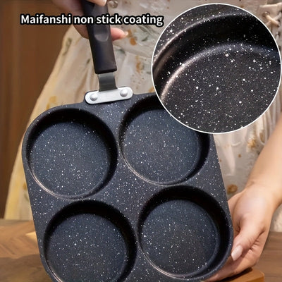 1 Sartén de hierro fundido antiadherente para tortilla, panqueques y hamburguesas, apta para estufas de gas y eléctricas, diseño de múltiples quemadores, herramienta ideal para el desayuno en la cocina, olla de cocina moderna y elegante.