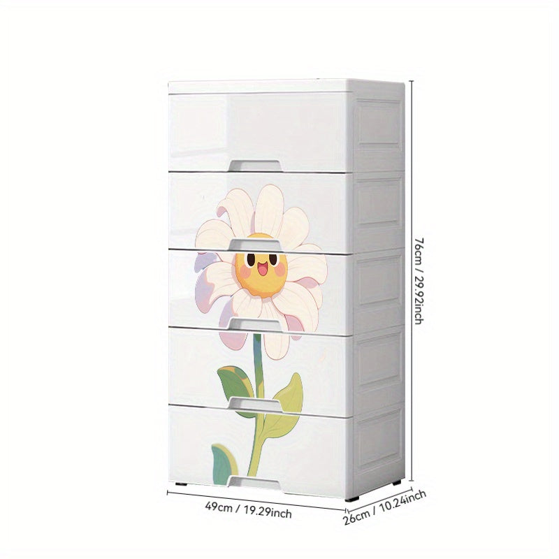 1 pieza de organizador de armario de pared y gabinete de almacenamiento con 5 capas, gabinete de cajones de plástico con ruedas, adecuado para oficina, baño, hogar, ensamblaje fácil, gabinete de almacenamiento de armario rodante - Muebles impermeables