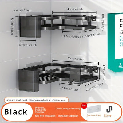 2pcs Estantes de Esquina de Acero Inoxidable para Baño y Cocina - Sin Taladro, Estantes de Almacenamiento Montados en la Pared
