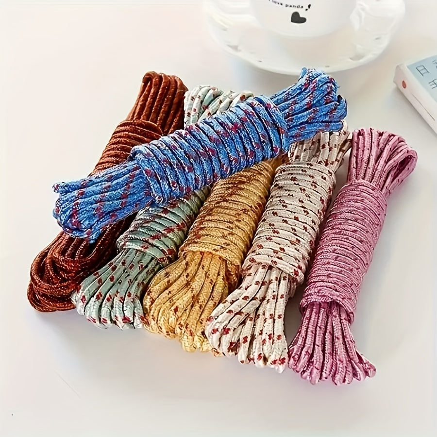 Cuerda para ropa resistente de nailon - 5.0 metros/10.0 metros multiusos, a prueba de viento y antideslizante para secado en balcón exterior, color aleatorio, cuerdas para tender