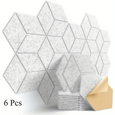 6 paneles acústicos autoadhesivos de alta densidad, 30.48 cm x 25.4 cm x 1.02 cm - Diseño en Y elegante, a prueba de fuego y reducción de ruido, espuma acústica (gris moderno), eliminación de eco de calidad profesional, paneles para tratamiento acústico