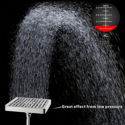 Cabezal de Ducha Cuadrado Pulido con Instalación en 1 Minuto - Diseño Moderno Galvanizado, Sin Herramientas ni Plomería, Disfruta de una Experiencia de Baño Lujosa, Accesorios para la Ducha