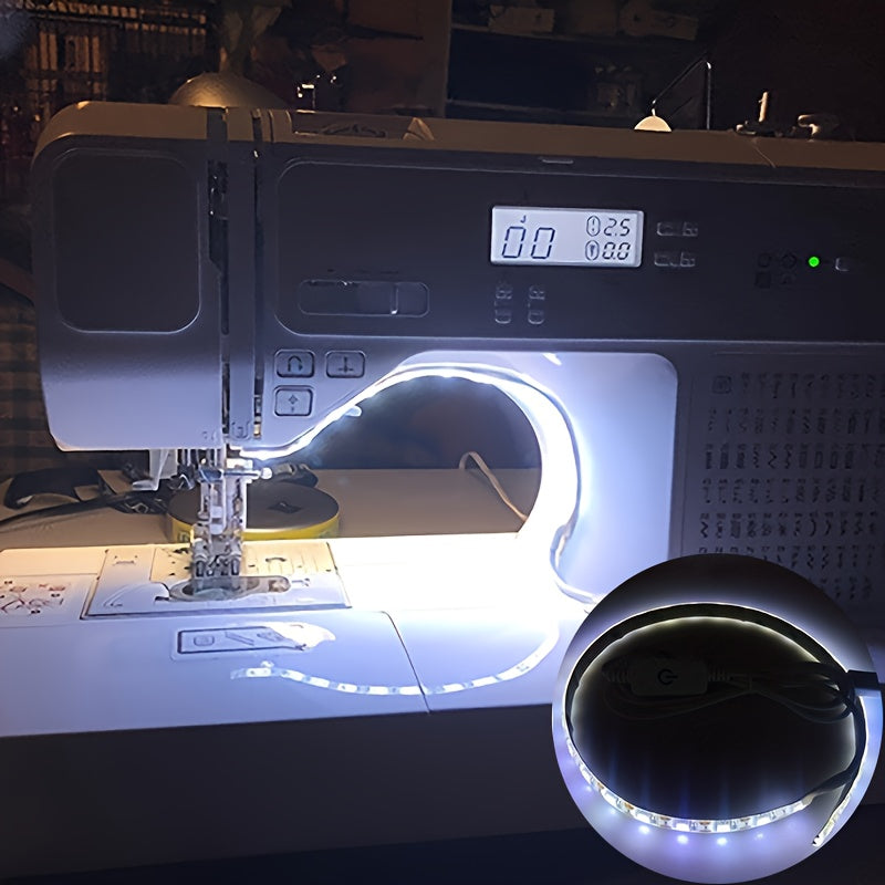 1pc Tira de luz LED regulable al tacto para máquina de coser, alimentada por USB, iluminación de bajo consumo para máquinas estándar, no requiere pilas, material plástico, perfecta para regalos de Navidad, decoración de oficinas, dormitorios, hoteles, fi