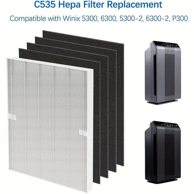 5 cartuchos de filtro de reemplazo para purificadores de aire Winx115115, C535, 5300, 5300-2, 6300, 6300-2, AM90, P300 (1 filtro HEPA premium y 4 filtros de carbon activado)