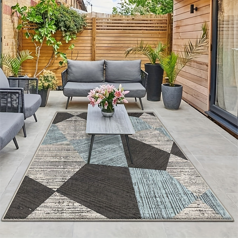 Alfombra de exterior lavable de terciopelo - 850g/m², respaldo antideslizante, alfombra de piso duradera de poliéster tipo césped para decoración de balcones y terrazas, lavable en máquina, forma rectangular, alfombra de decoración exterior | Decoración