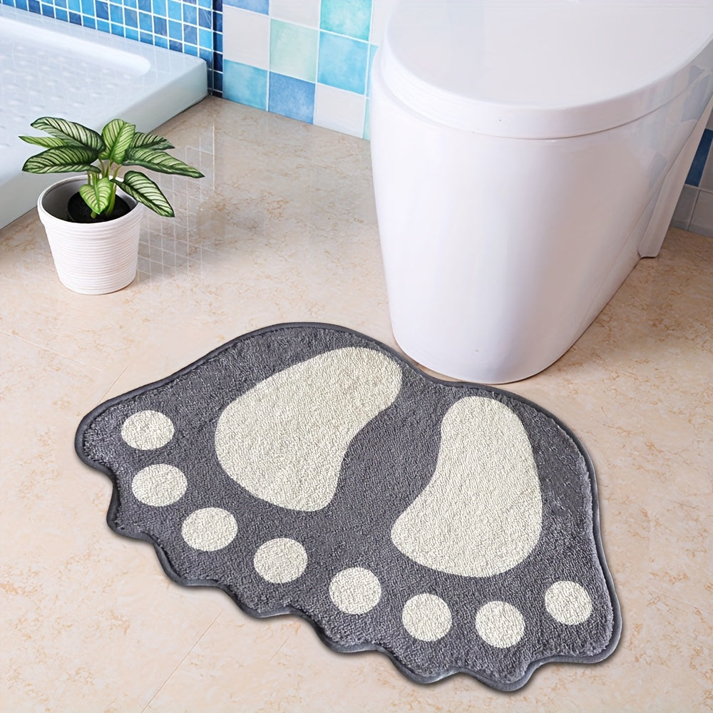 Relajación en casa, alfombrilla de baño en forma de bota antiderrapante - Lavar en máquina, suave mezcla de poliéster y PVC, color gris y crema, perfecta para decoración de baño