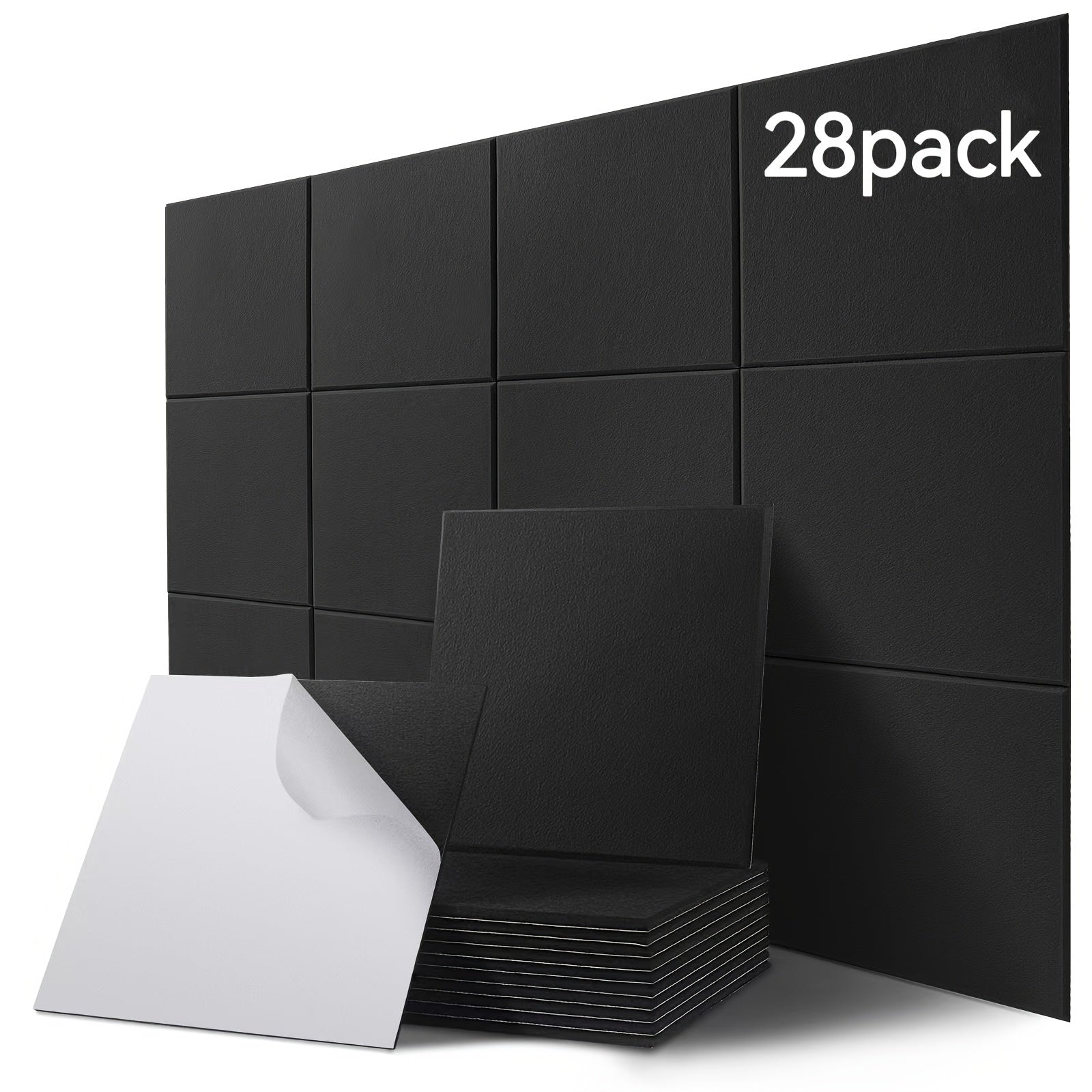 28 piezas de paneles de espuma acústica AUSLET, baldosas de insonorización autoadhesivas, espuma de reducción de ruido de alta densidad, 30,48x30,48 cm, material de poliéster duradero, para estudio, sala de conferencias, estudio de grabación, transmisión