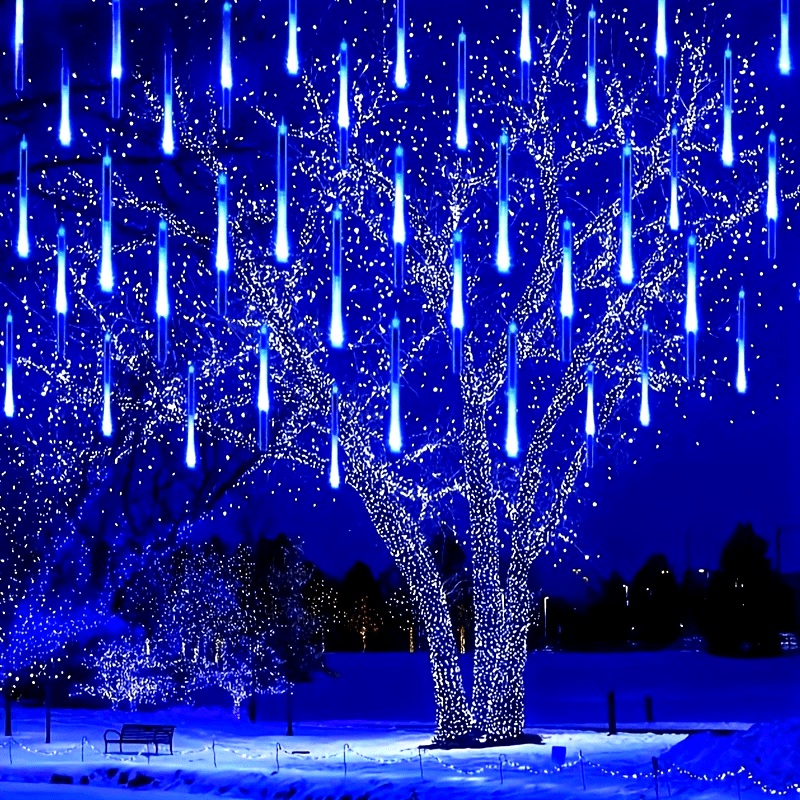 Luces LED de lluvia de meteoros USB, 192 LED, 8 hebras, 196 LED, ideales para decorar bodas, Navidad, Año Nuevo, Día de San Valentín y otras ocasiones festivas, disponibles en varios colores, sin batería