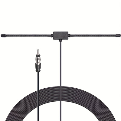 Antena Dipolar Universal para Estéreo de Coche AM FM, Antena Adhesiva Oculta para Radio AM FM en Vehículos Camión SUV con Cable de 3.05 Metros y Conector DIN (Macho)