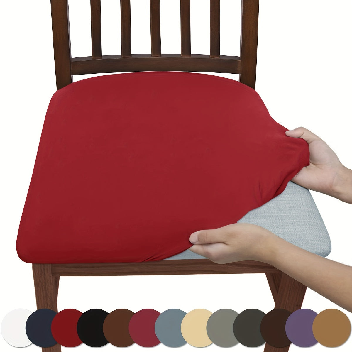 1pieza Funda de silla de colores sólidos mates de alta elasticidad, sencilla, suave y cómoda, resistente al polvo y a las manchas, funda de asiento de silla, funda de resbalón de silla adecuada para protector de silla de salón decoración del hogar