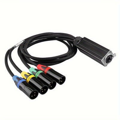 Extensor de Cable XLR de 4 Vías YYTCG - Amplificador de Señal para Micrófonos, Iluminación y Audio de Escenario, Sin Alimentación, 1pc