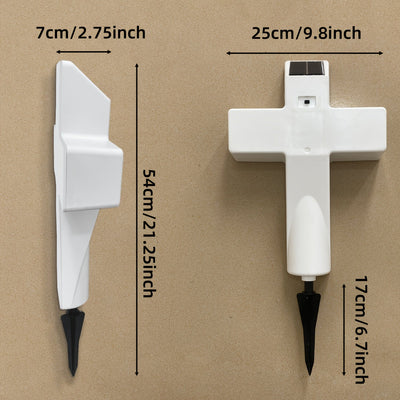 1 pieza de luz solar para cementerio con cruz - Control automático de sensor, calidad IP44, estaca de luz exterior de plástico duradero para decoración de jardín, acabado pulido, varios componentes incluidos, decoraciones de cementerio para exteriores, i