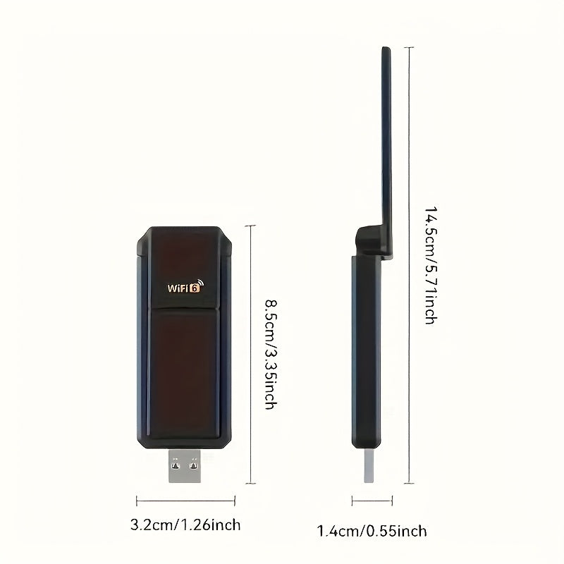 Adaptador de Red Inalámbrica WiFi 6 USB 3.0, Apto para PC y Portátiles, Banda Dual WiFi 5.8G/2.4G con Tecnología de Seguridad Super USB 3.0 & WPA3, 1800Mbps, Antena de Alta Ganancia Doble 5Dbi, Receptor/Transmisor WiFi, Solo Compatible con Windows 10/11