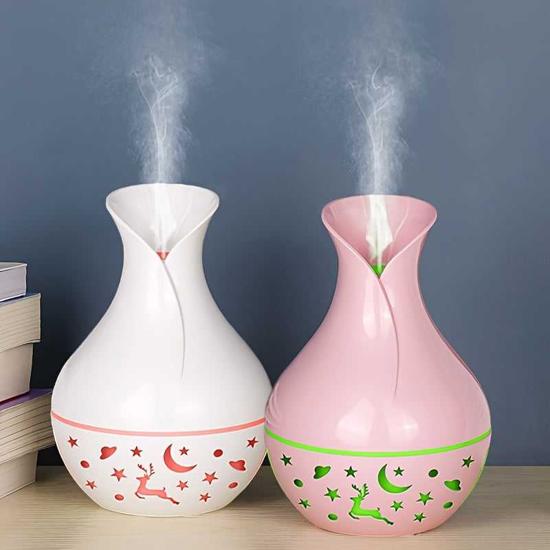 1pc YAIAWISU Humidificador Portátil USB con Difusor de Aceites Esenciales, Funcionamiento Silencioso, Apagado Automático, Luces de 7 Colores, Luz Nocturna, para Uso en Casa y Oficina - Material Plástico