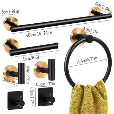 5/7 Piezas De Hardware De Baño, Barra De Toalla Montada En La Pared De Acero Inoxidable, Anillo De Toalla, Soporte De Papel Higiénico Y Ganchos Para Toallas, Accesorios De Baño
