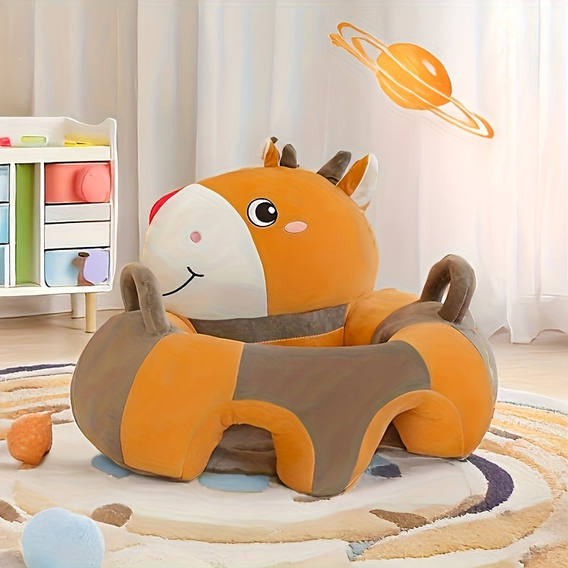 Una silla de bebé con forma de animal, con relleno, para aprender, suave y acogedora, para niños pequeños, para practicar sentarse, en varios colores.