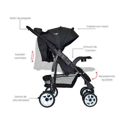 COCHE ESTANDAR  KLAUS HAPPY BABY - NEGRO