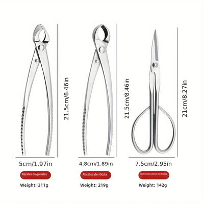 Tenazas de Acero Inoxidable 420 para Podar Bonsáis, Tijeras de Jardinería con Corte Diagonal y Mango Ergonómico para Cortes Precisos en Raíces y Ramas