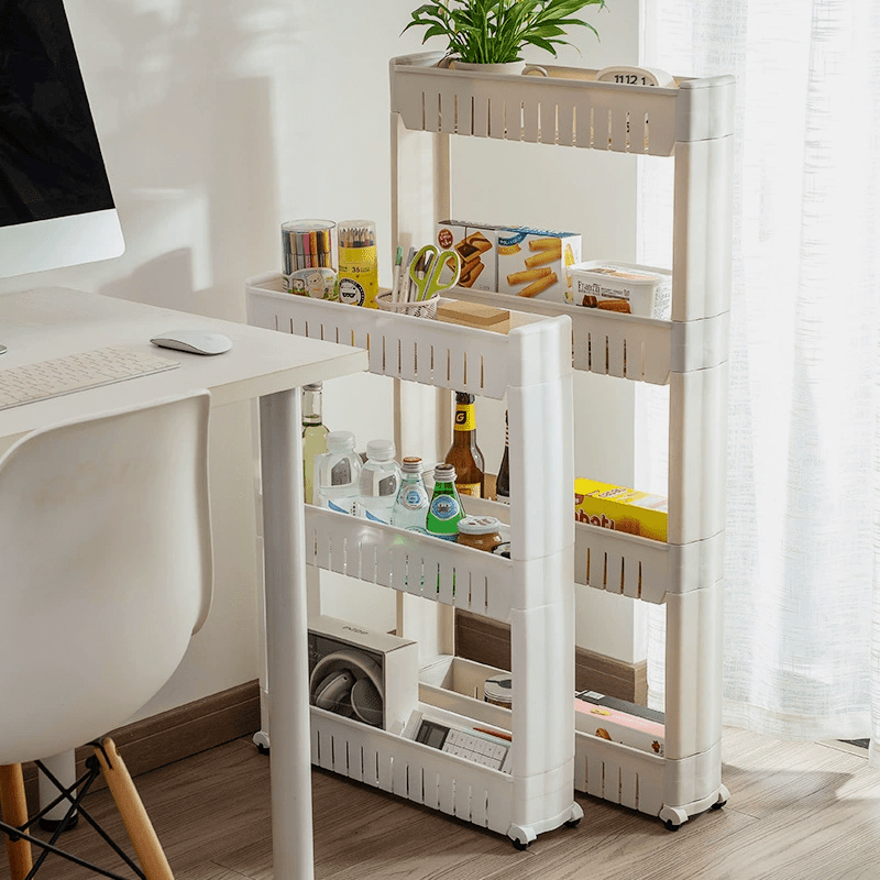 1pc Carrito de Almacenamiento Delgado con Ruedas para Ahorrar Espacio - Organiza Fácilmente los Recovecos de Cocina y Baño